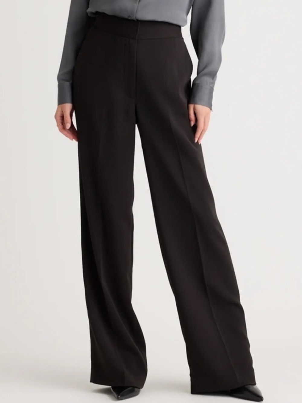 NWT Quince Stretch Crepe Classic Trouser Pants in Black Size 6